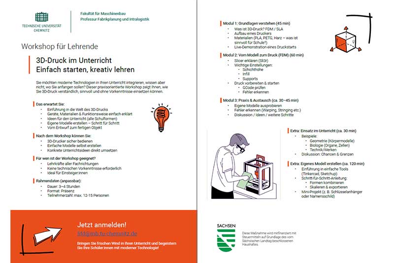 Flyer zum Workshop 3D-Druck im Unterricht